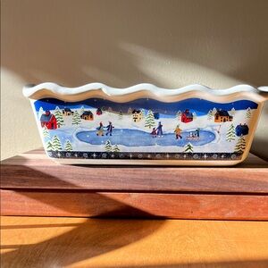 Vintage Winter Village Ceramic Bread Pan By Nantucet